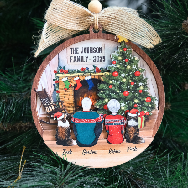 Personalized 3D Christmas Wooden Ornament - Christmas Gifts For Family, Dog Cat Lovers Online now - Image 2