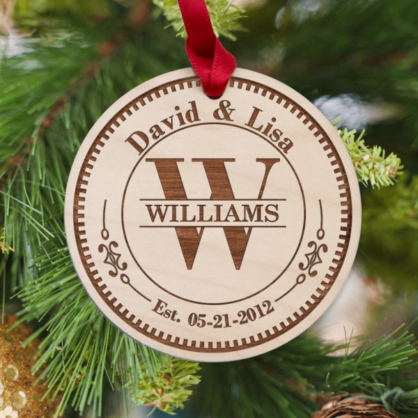 Personalized Anniversary Maple Round Ornament gifts for him for her - Custom name, alphabet, date Sale - Image 5