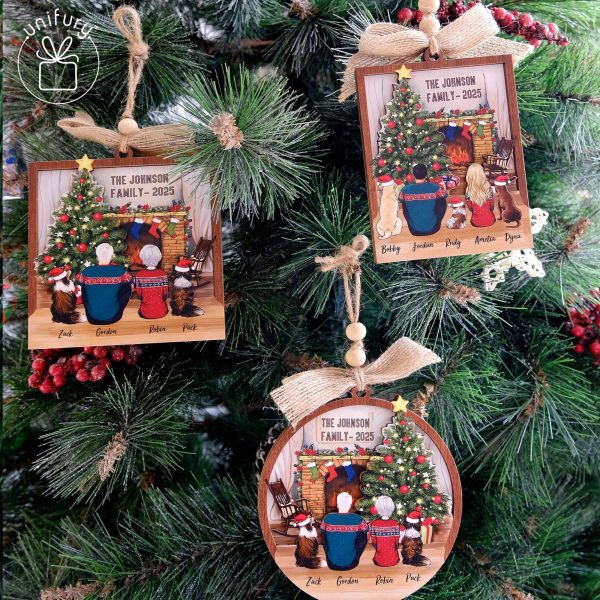 Personalized 3D Christmas Wooden Ornament - Christmas Gifts For Family, Dog Cat Lovers Online now - Image 3