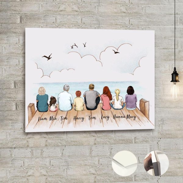 Personalized gifts for the whole family Metal Print - UP TO 8 PEOPLE - Wooden dock Hot on Sale