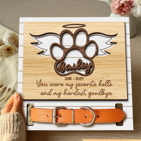 Custom Name Dog Paw With Wings Pet Collar Frame For Sale - Image 5