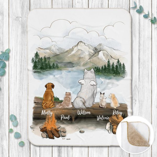 Personalized gifts for dog cat lovers Sherpa Blanket - DOG & CAT - Hiking Fashion