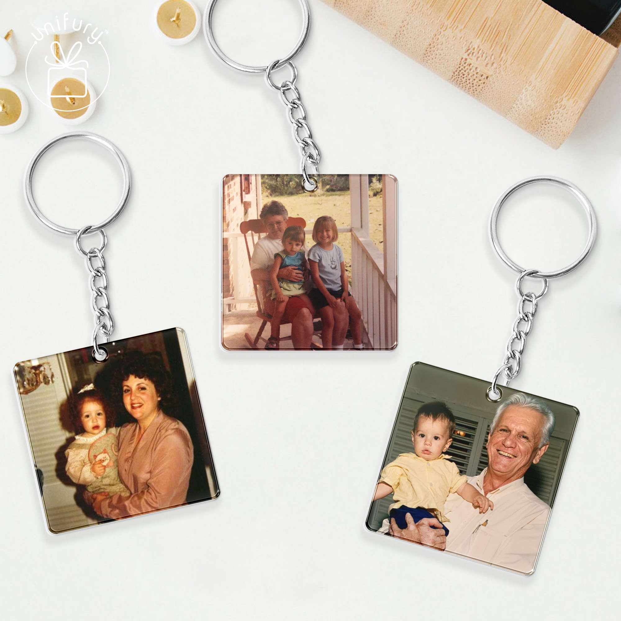 Personalized Family Retro Photo Acrylic Keychain on Sale