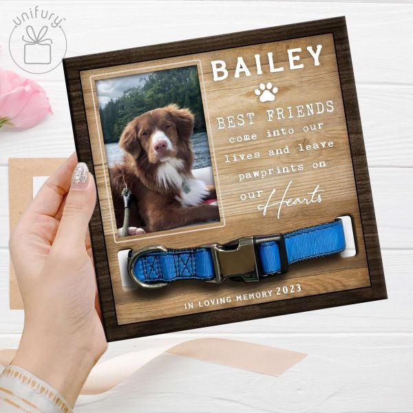 Best Friends Come Into Our Lives Personalized Memorial Wooden Pet Collar Frame For Cheap - Image 3